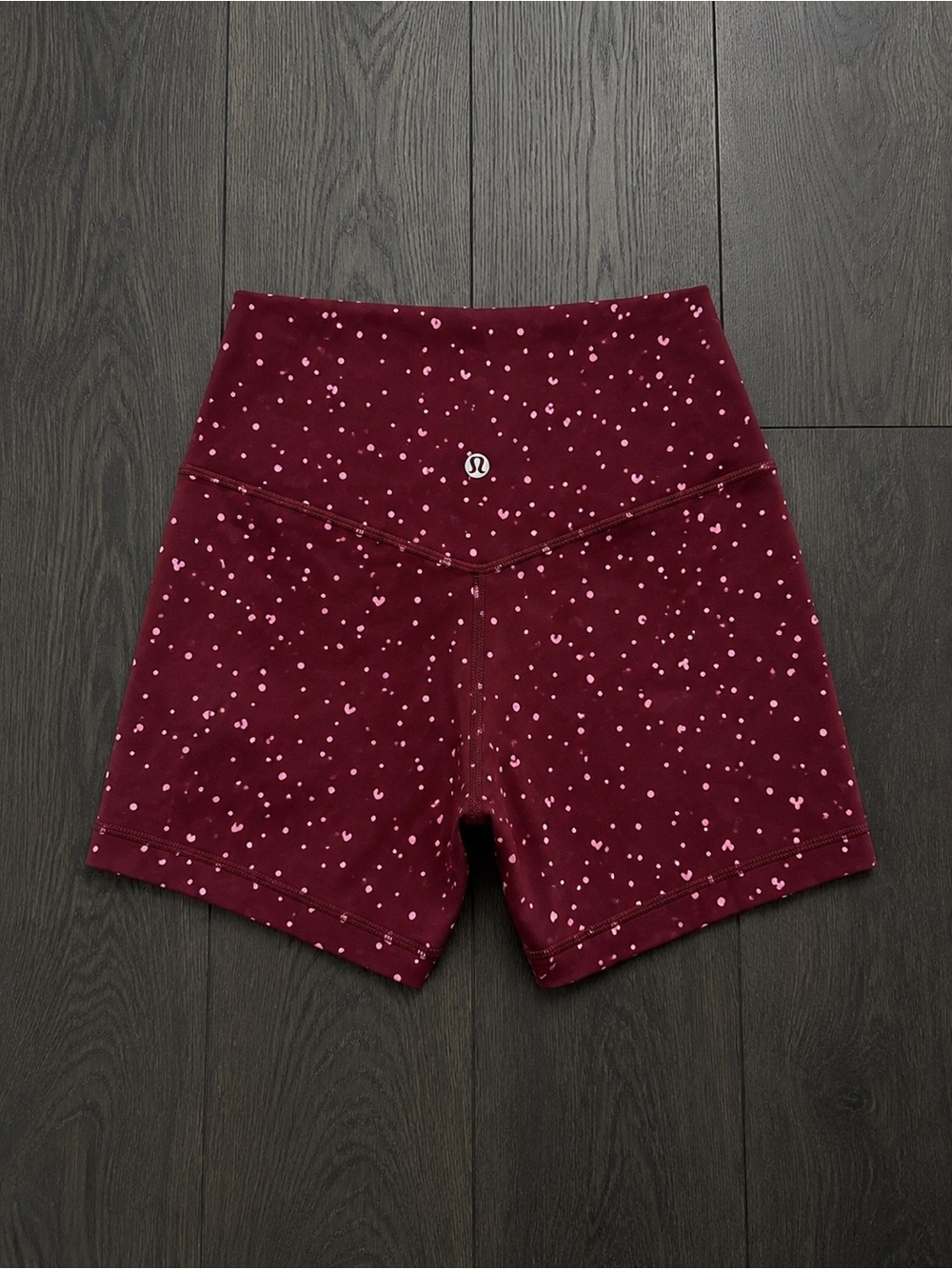 Lululemon Burgundy Scattered Hearts Shorts Size 12